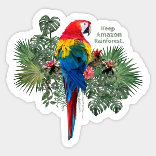 Polygonal art of macaw birds with keep amazon wording. Sticker